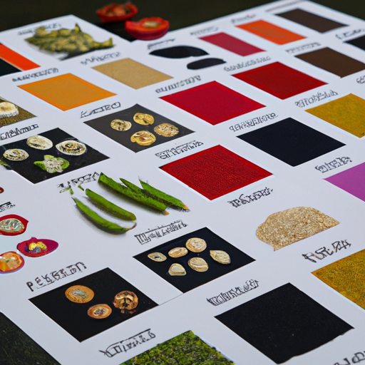 מבחר מגוון של זרעי ירקות צבעוניים המוצגים בקטלוג זרעים