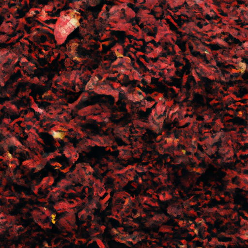 צילום תקריב של תבלין סומאק, המציג את צבעו האדום העמוק ואת המרקם העדין שלו.
